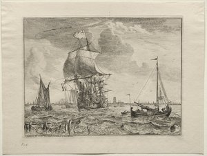 Mariene Scene met Amsterdam in de Verte, 1701 door Ludolf Backhuysen