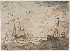 Schepen op zee, 17e eeuw door Ludolf Backhuysen