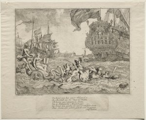 De personificatie van Amsterdam rijdend in Neptunus