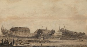 De scheepswerf van de Amsterdamse Admiraliteit door Ludolf Bakhuysen