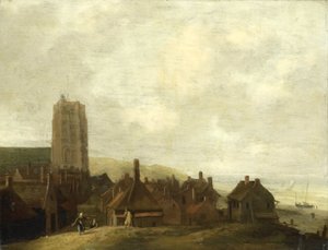 Gezicht op Egmond aan Zee door Ludolf Bakhuysen