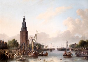 Een man van rang die in Amsterdam aan boord gaat