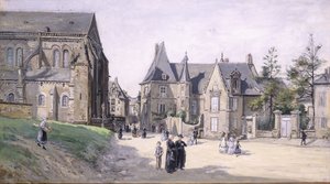 Het kleine dorpsplein door Ludovic Piette