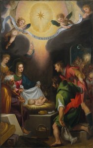 De Aanbidding van de Herders met Sint-Catharina van Alexandrië door Ludovico Cardi Cigoli