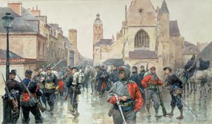 Een bijeenkomst van de Garibaldini en Franse troepen in Tours door Ludovico Marchetti