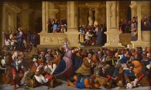 Christus verdrijft de geldwisselaars uit de tempel door Ludovico Mazzolino