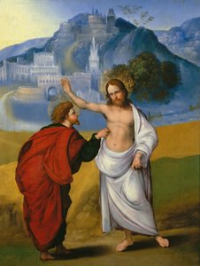 De ongelovigheid van Sint Thomas, ca. 1521 door Ludovico Mazzolino