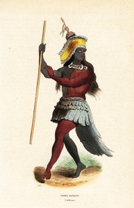 Man van de Ohlone of Costanoan mensen dansend bij Mission San Francisco door Ludwig Choris