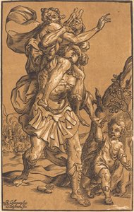 Aeneas Redt Zijn Vader uit Troje door Ludwig Büsinck after Georges Lallemand