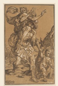 Aeneas draagt zijn vader uit Troje door Ludwig Businck