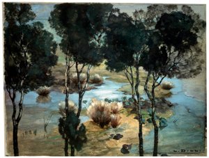 Landschap, 1900s door Ludwig Dill