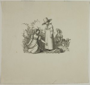 Familie met picknickmanden door Ludwig Ferdinand Schnorr von Carolsfeld