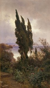 Tuin voor het koninklijk kasteel op Corfu door Ludwig Hans Fischer
