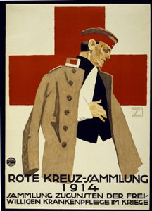 Fondsenwervingscampagne voor het Duitse Rode Kruis, uitgegeven 1914 (kleur litho) door Ludwig Hohlwein