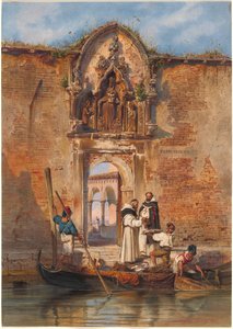 Monniken Kopen Vis voor de Poort van de Madonna della Misericordia door Ludwig Johann Passini