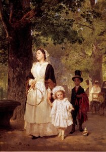 De wandeling naar de Tuilerieën door Ludwig Knaus