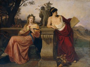 Allegorie van muziek en schilderkunst