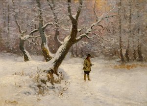 Winterlandschap met jager