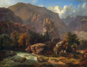 Kasteel Salurn in Zuid-Tirol door Ludwig Neelmeyer