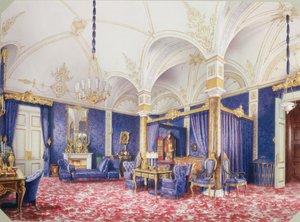 Interieurs van het Winterpaleis. De slaapkamer van keizerin Maria Alexandrovna, 1859 door Ludwig Premazzi