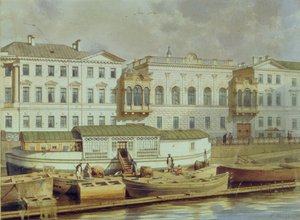 Naryshkin Paleis aan de Fontanka rivier, midden 19e eeuw door Ludwig Premazzi