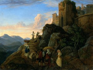Civitella (Avond) door Ludwig Richter