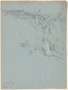 De Waterval bij Tivoli met de Villa van Maecenas door Ludwig Thiersch