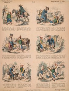 Hans in Geluk (naar de Gebroeders Grimm), no.213 van Muenchener Bilderbogen uitgegeven door Braun & Schneider, München, 1880