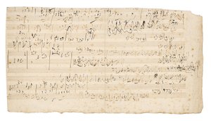 Autograaf muziekmanuscript, een schetsblad voor het langzame deel van het Strijkkwartet in C, Op.59, No.3, het derde "Razumovsky" kwartet, Wenen, c.1806