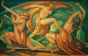 Drie dansende vrouwen door Ludwig von Hofmann