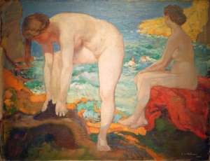 L. v. Hofmann, Badende aan zee.