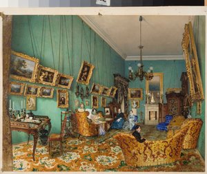 Interieur van een salon door Luigi Premazzi