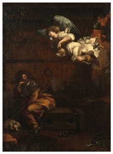 Noord Transept, Altaar van San Rocco 1635, 45, Genovesino 1645, Aankondiging van de dood in de gevangenis, Geschilderd rechtsonder door Luigi Miradori