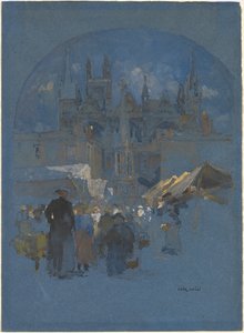 Een Marktplein voor een Kathedraal door Luigi Aloys François Joseph Loir