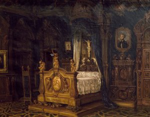 Interieur van de slaapkamer van edelman Gian Giacomo Poldi Pezzoli, ca. 1860