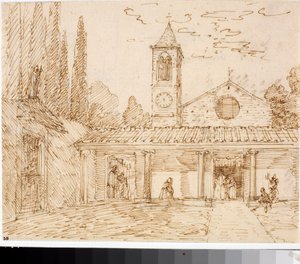 Uitzicht op een kerk in renaissancestijl (ca. 1825) door Luigi Garibbo