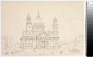 Uitzicht op de Basiliek Santa Maria Assunta di Carignano in Genua door Luigi Garibbo