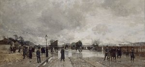 Een hoek van Bercy tijdens de overstroming door Luigi Loir