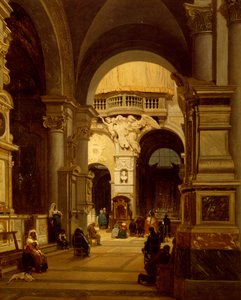 Santa Maria del Popolo Kerk in Rome, door Luigi Marchesi (1825-1862) door Luigi Marchesi