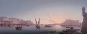 Grote Haven, Malta, vanaf Corrodino, 1911 door Luigi Maria Galea
