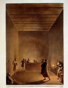 Egypte, Kamer en sarcofaag van Grote Piramide van Gizeh, gravure uit "Views" van Luigi Mayer door Luigi Mayer