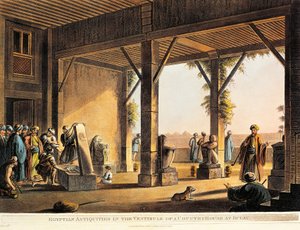 Egyptische oudheden in de tuin van een huis in Boulaq uit Views in Egypt