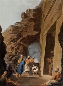Ingang naar grafkamer bij de Sfinx van Gizeh, gravure door Luigi Mayer, uit Views in Egypt, Palestine and Other Parts of Ottoman Empire