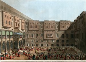 Mamelukken trainen op het plein van het Murad Bey-paleis, Tunis
