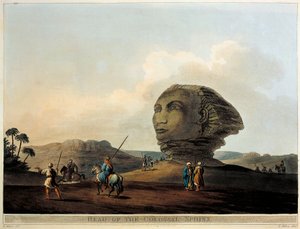 Sfinxhoofd in Egypte uit Views in Egypt, gravure door Luigi Mayer