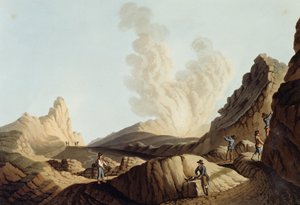 Stromboli-eiland, krater door Luigi Mayer