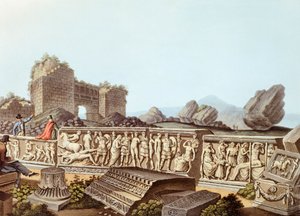 De ruïnes van Efeze in Turkije, illustratie door Luigi Mayer door Luigi Mayer