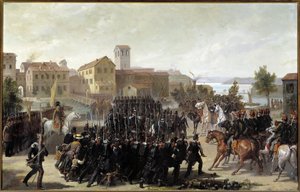 De verovering van de stad Peschiera del Garda door de Piëmontezen, 30 mei 1848 door Luigi Morgari