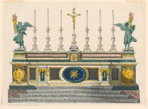 Tekening, Altaar van gekleurde knikkers, ca. 1820