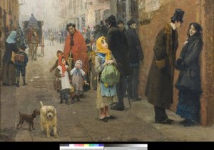 Een straat in Milaan, 1881 door Luigi Rossi
